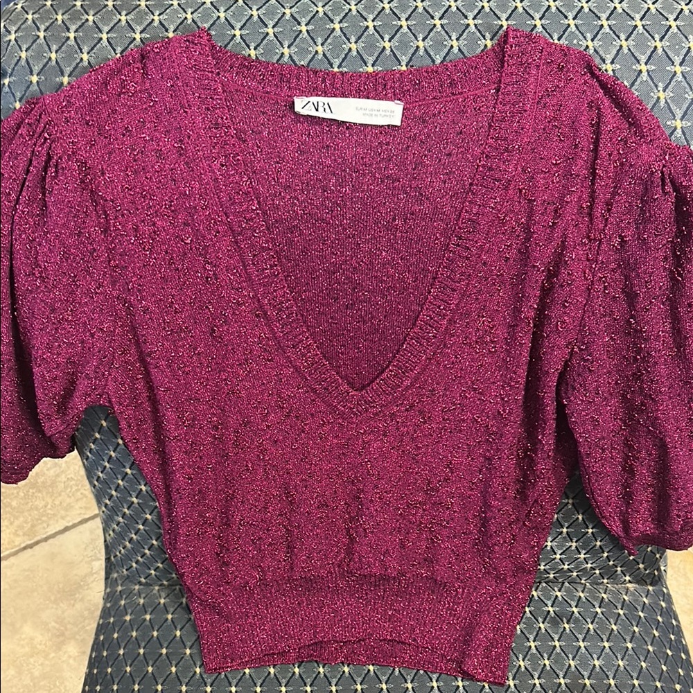 Zara Purple V-Neck Sweater